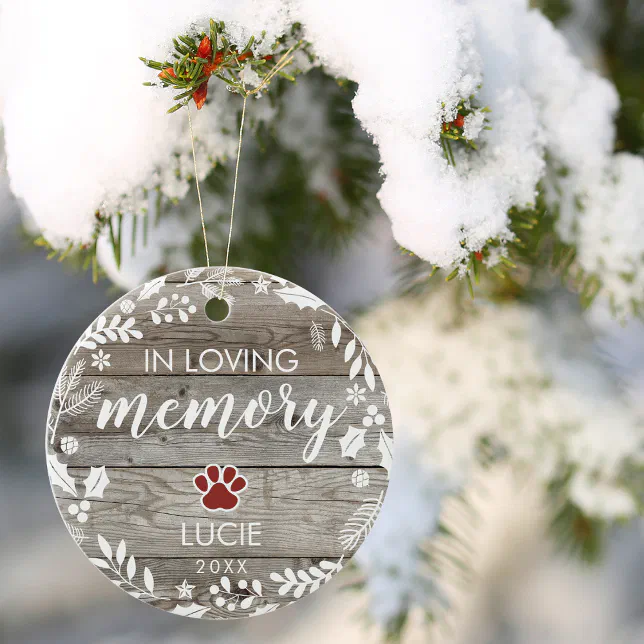 Rustic In Loving Memory PET Memorial Photo Ceramic Ornament | Zazzle