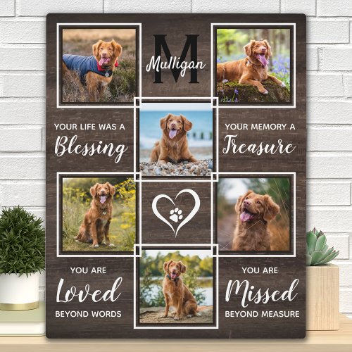 Rustic In Loving Memory Pet Memorial Photo Collage Plaque