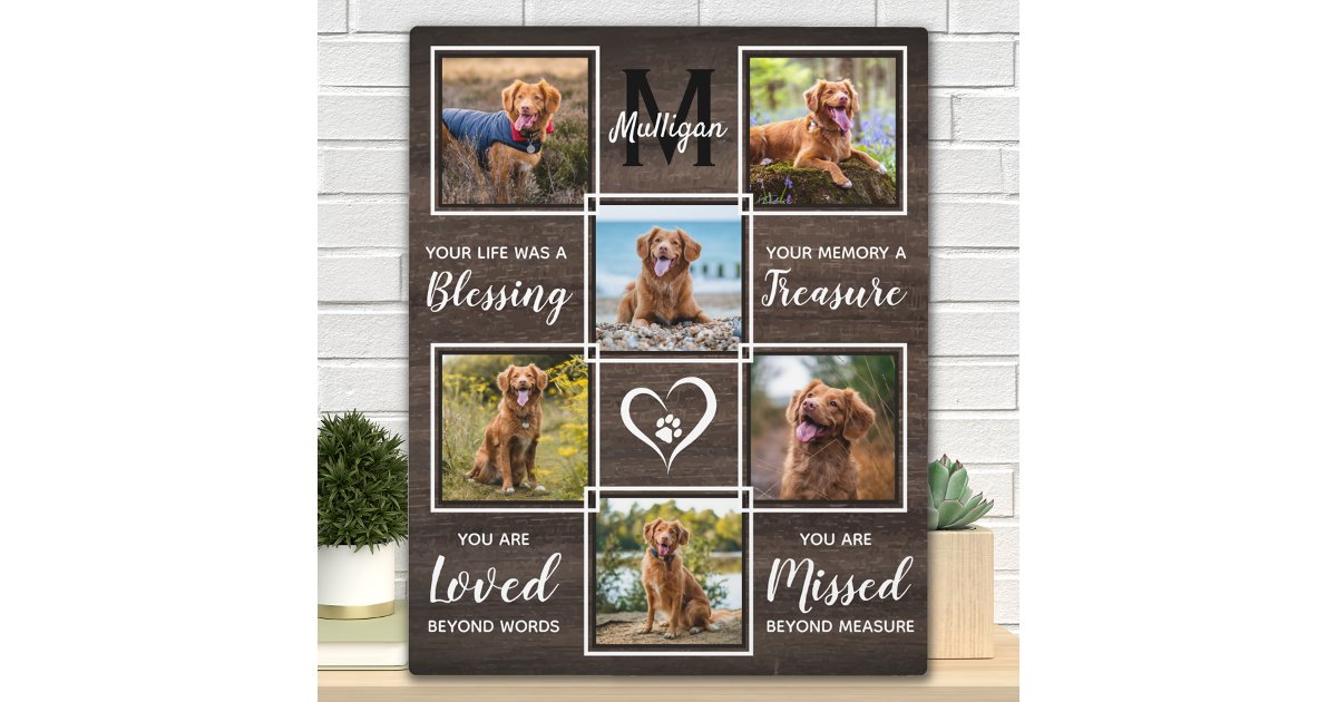 Rustic In Loving Memory Pet Memorial Photo Collage Plaque | Zazzle