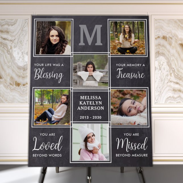 Rustic In Loving Memory Photo Collage Funeral  Foam Board (Creator Uploaded)