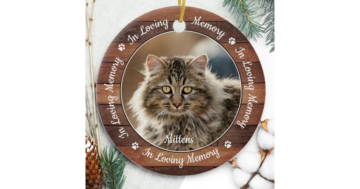 Rustic In Loving Memory Unique Photo Pet Memorial Ceramic Ornament | Zazzle
