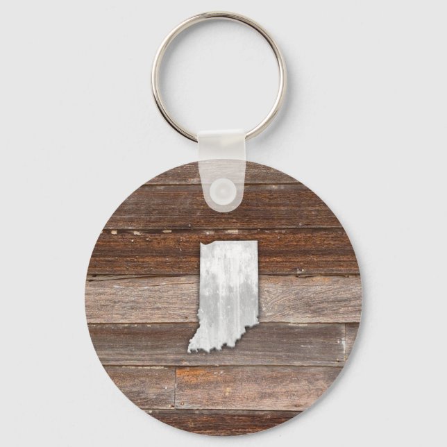 Rustic Indiana on Brown Boards Keychain (Front)