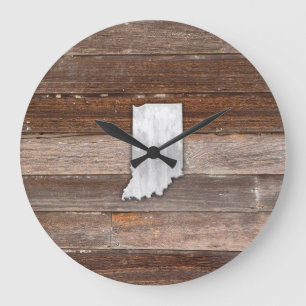 Rustic Indiana on Brown Boards Large Clock