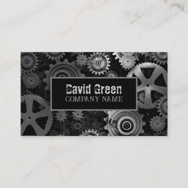 Rustic Industrial Construction Mechanic  Business Card (Front)