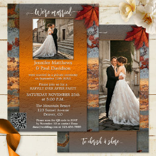 Rustic Industrial Fall Wedding Reception Photo Invitation