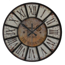 Rustic Industrial Farmhouse Custom Family Name Large Clock Rustic Industrial Farmhouse Custom Family Name Large Clock