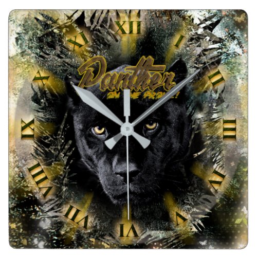 RUSTIC INFLUENCE - Panther on the Prowl Square Wall Clock