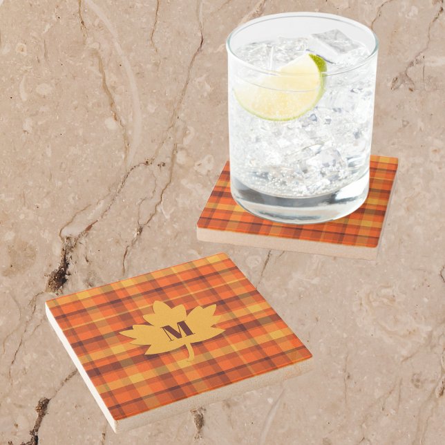 Rustic Initial Fall Colors  Stone Coaster (Creator Uploaded)