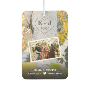 Rustic Initials 4ever Heart Carved Tree Wedding Air Freshener