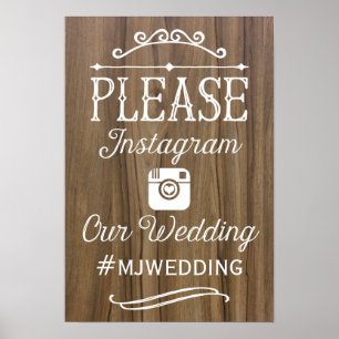 Rustic Instagram Hashtag Sign Wedding Decor