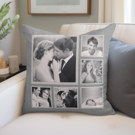 Rustic Instagram Photo Collage Throw Pillow