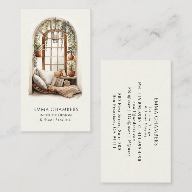 Rustic Interior Designer Home Stager  Business Card (Front/Back)