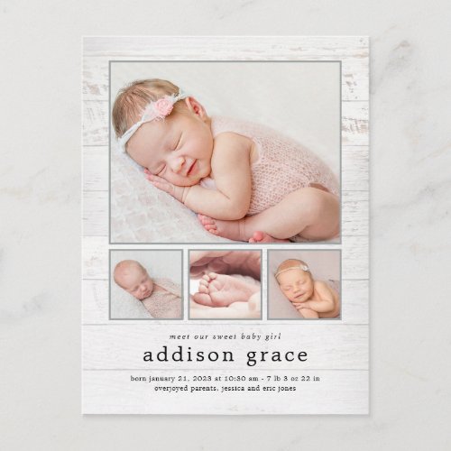 Rustic Introduction Birth Announcement Postcard