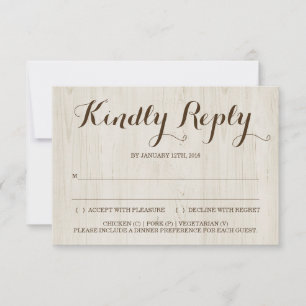 Rustic Invitation Reply Card Insert
