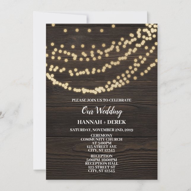 RUSTIC INVITATION-WOOD & GOLD INVITATION (Front)