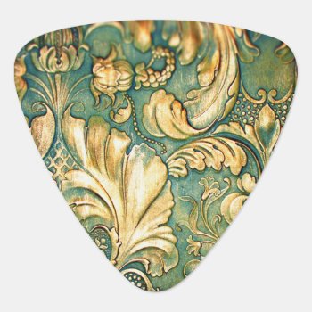 Rustic Irish Green Dyed Carve Wood Leaves Guitar Pick by SterlingMoon at Zazzle