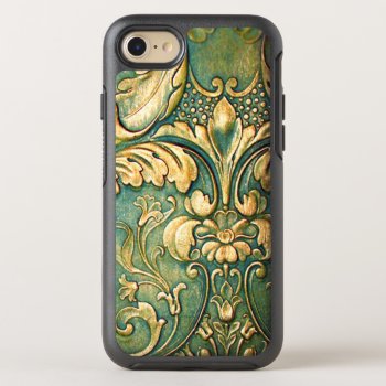Rustic Irish Green Dyed Carve Wood Leaves OtterBox Symmetry iPhone 7 Case