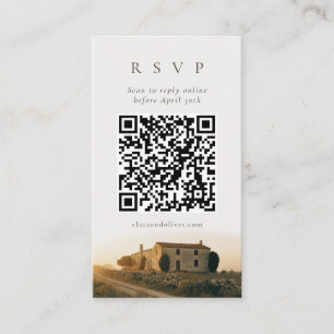 Rustic Italian Countryside QR Wedding RSVP Card