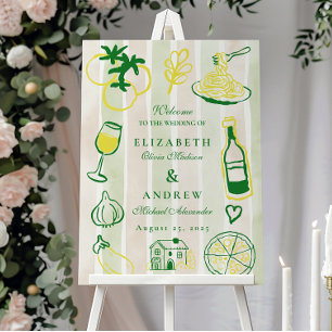 Rustic Italian Food Wedding Watercolor Foam Board