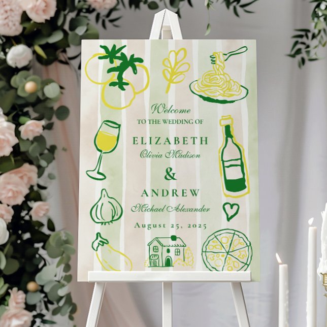 Rustic Italian Food Wedding Watercolor Foam Board (Creator Uploaded)