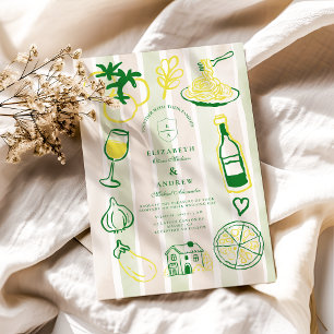 Rustic Italian Food Wedding Watercolor Invitation