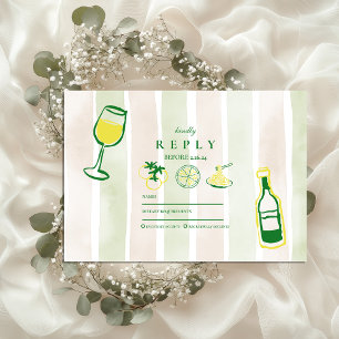 Rustic Italian Food Wedding Watercolor RSVP Card