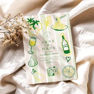 Rustic Italian Food Wedding Watercolor Save The Date