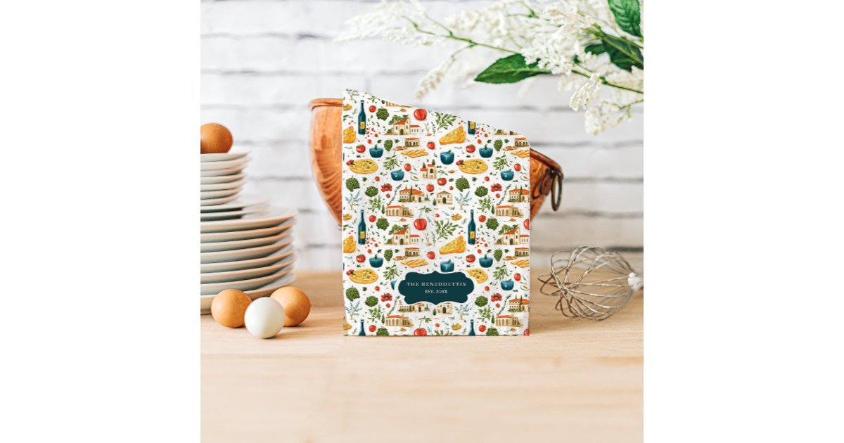 Momogram Tea Light Rustic Italian Kitchen Monogram Tea Towel | Zazzle