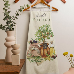Rustic Italian Personalized Watercolor Apron