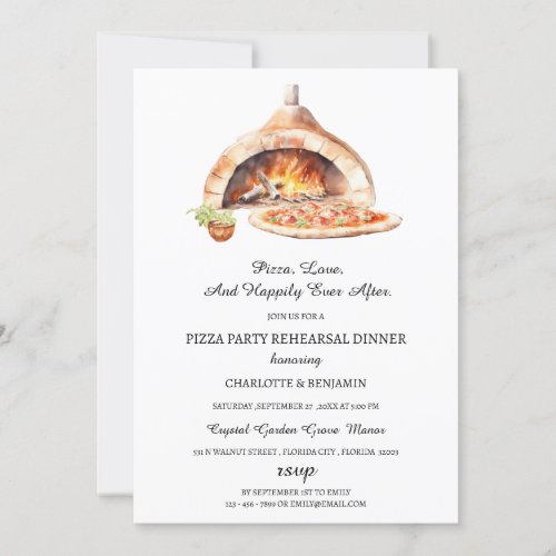 Rustic Italian Pizza Party Rehearsal Dinner Invitation