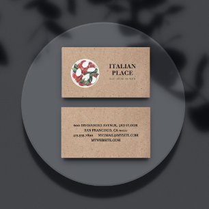 Rustic Italian Restaurant Kraft Style Salad Logo Business Card