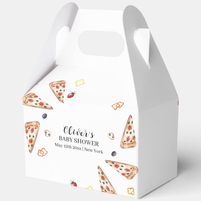 Rustic Italian Slice Pizza Baby Shower  Favor Boxes (Back)