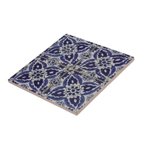 Rustic Italian Tiles Azulejo Blue White Geometric