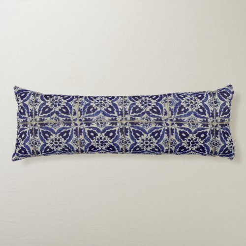 Rustic Italian Tiles Azulejo Blue White Geometric Body Pillow