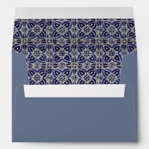 Rustic Italian Tiles Azulejo Blue White Geometric Envelope