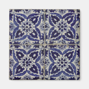 Rustic Italian Tiles Azulejo Blue White Geometric Magnet
