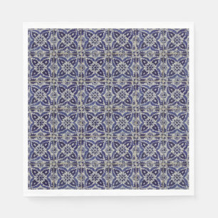 Rustic Italian Tiles Azulejo Blue White Geometric Napkins