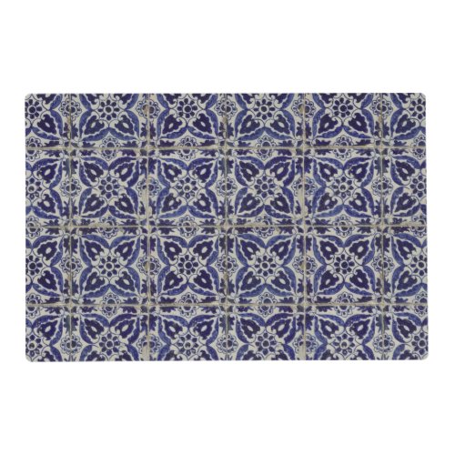 Rustic Italian Tiles Azulejo Blue White Geometric Placemat