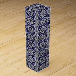 Rustic Italian Tiles Azulejo Blue White Geometric  Wine Box