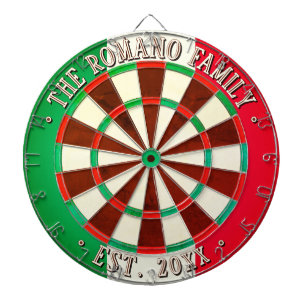 Rustic Italy Flag Colors - Custom Name & Year Est. Dart Board