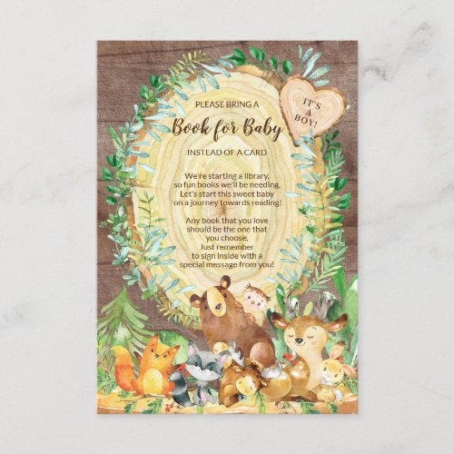 Rustic Its A Boy Woodland Book for Baby Card