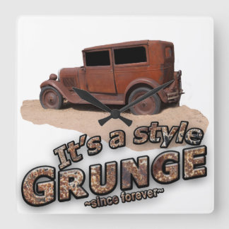 Rustic It's My Style GRUNGE Metal Car Typography Square Wall Clock