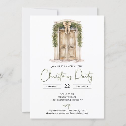 Rustic ivory and pastel sage old country door invitation