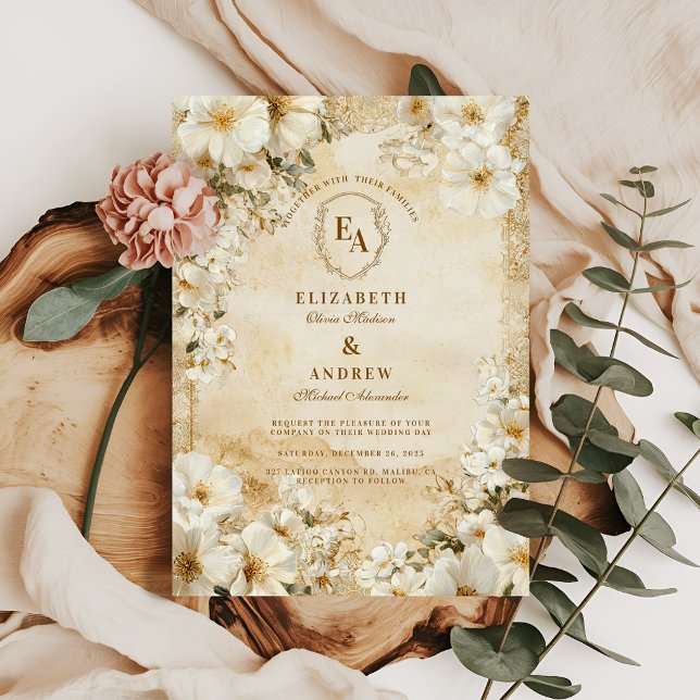 Rustic Ivory Floral Boho Wedding Invitation (Creator Uploaded)