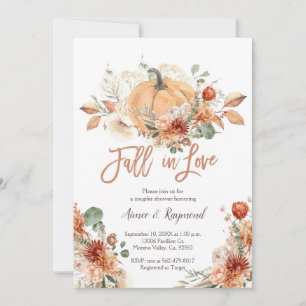 Rustic Ivory Floral Fall In Love Couples Shower Invitation
