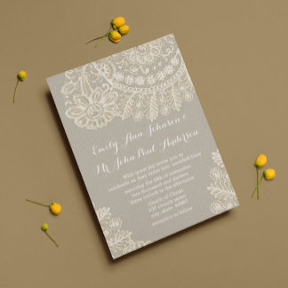 Rustic Ivory Heirloom Lace Wedding Invitations
