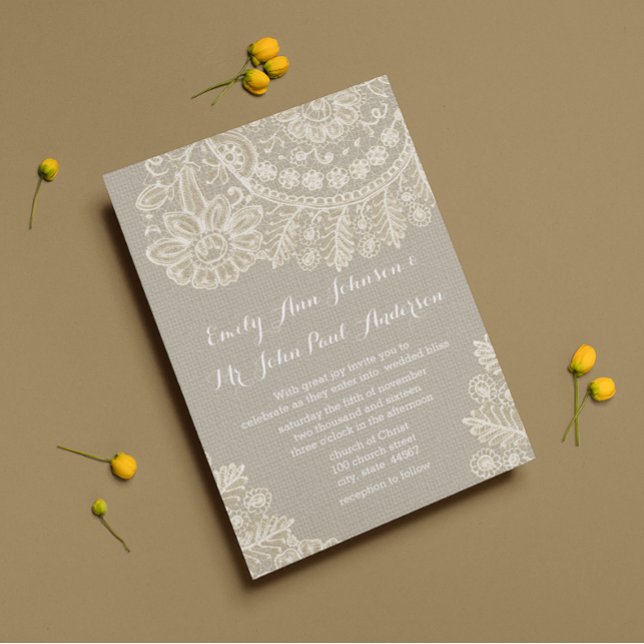 Rustic Ivory Heirloom Lace Wedding Invitations (Creator Uploaded)