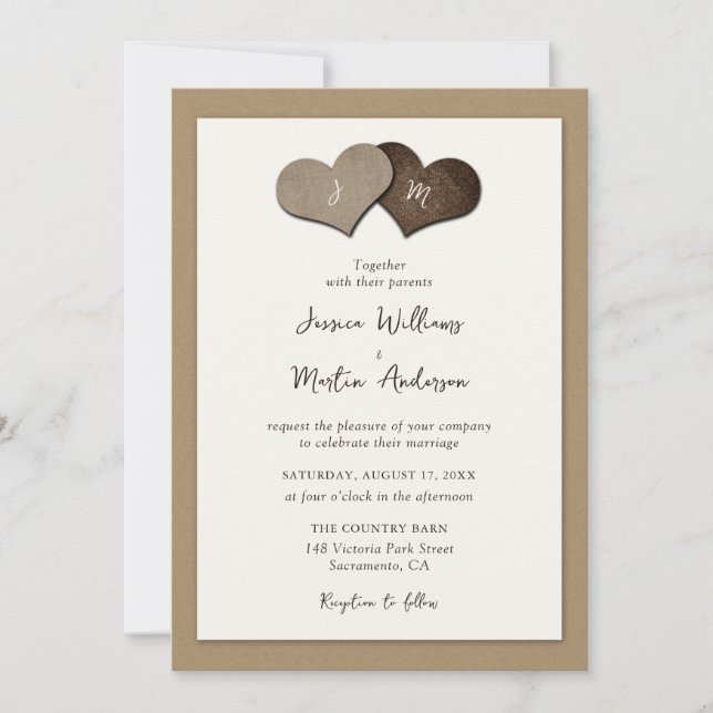 Rustic Ivory Kraft Paper Wedding Invitations (Front)