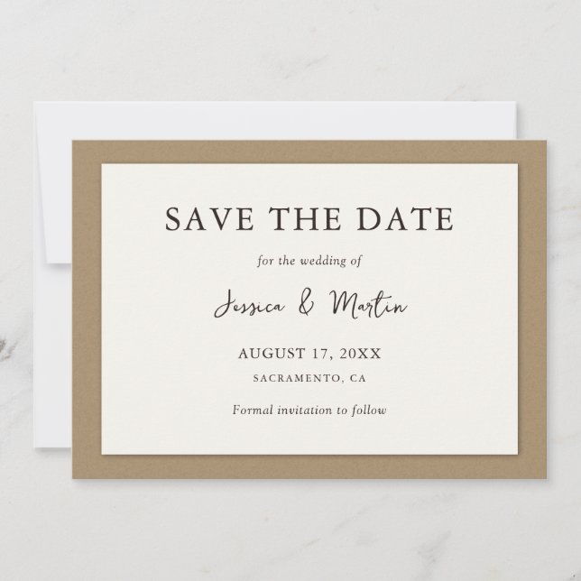 Rustic Ivory Kraft Paper Wedding Save The Date (Front)