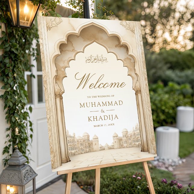 Rustic Ivory Palace Muslim Wedding Welcome Sign (Creator Uploaded)